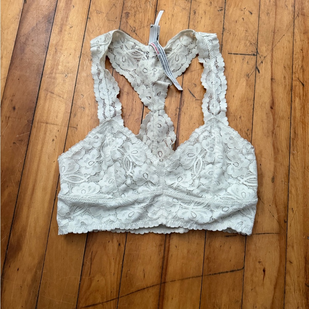 Free People Floral Lace Bralette in Cream